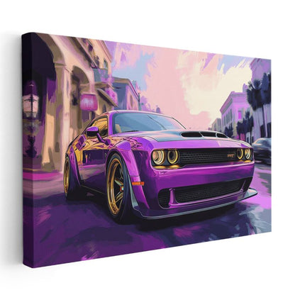 Dodge Challenger SRT - Mor Canavar Spor Otomobil Kanvas Tablo