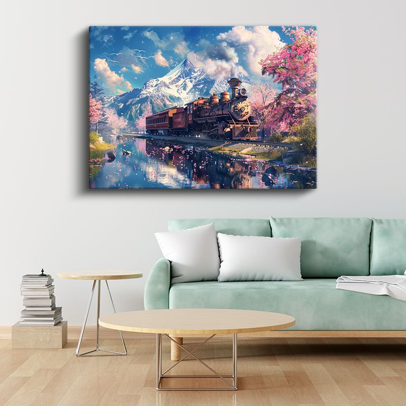 Buharlı Tren - Dağ Manzarasında Nostaljik Yolculuk Kanvas Tablo