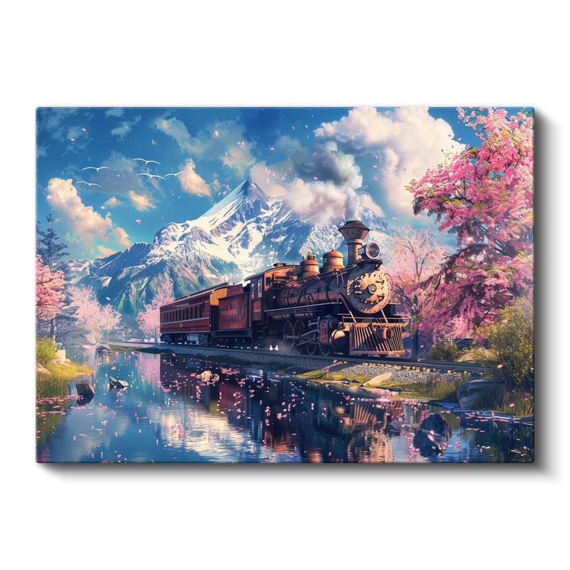 Buharlı Tren - Dağ Manzarasında Nostaljik Yolculuk Kanvas Tablo