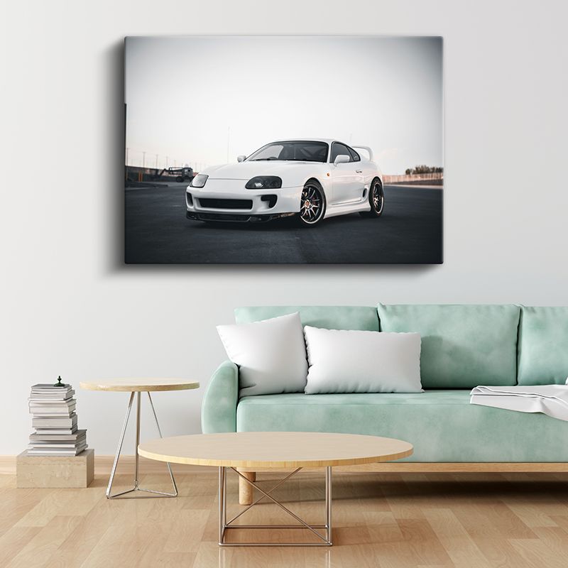 Toyota Supra - Beyaz Spor Otomobil Klasiği Kanvas Tablo