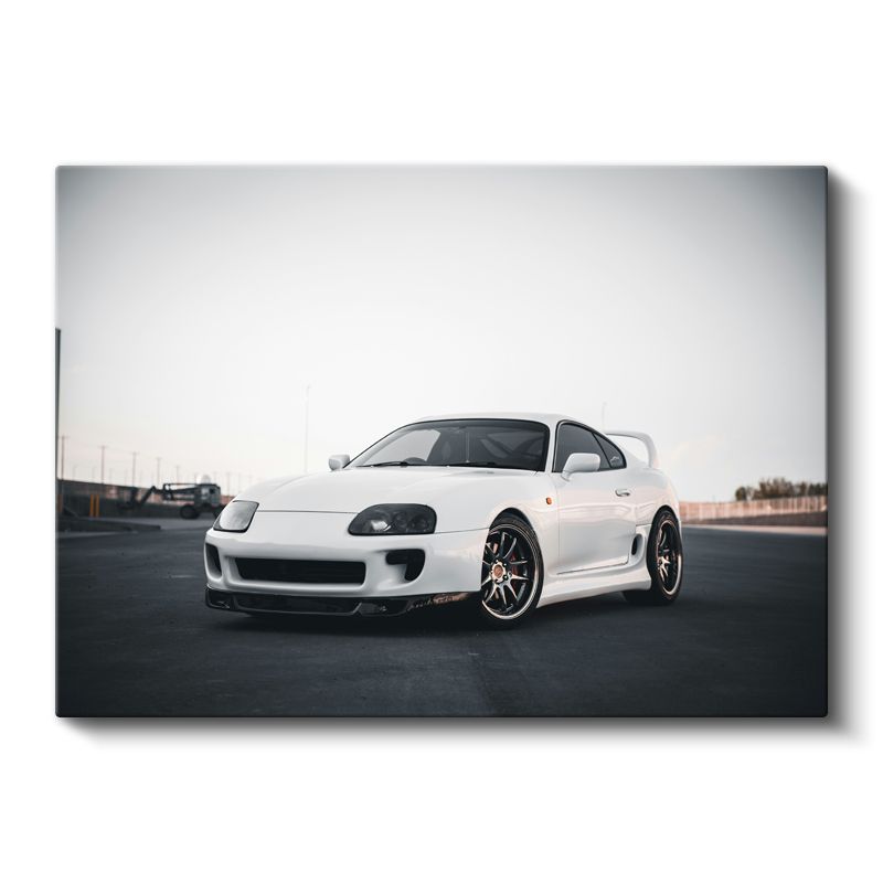 Toyota Supra - Beyaz Spor Otomobil Klasiği Kanvas Tablo
