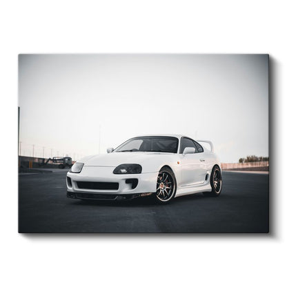 Toyota Supra - Beyaz Spor Otomobil Klasiği Kanvas Tablo