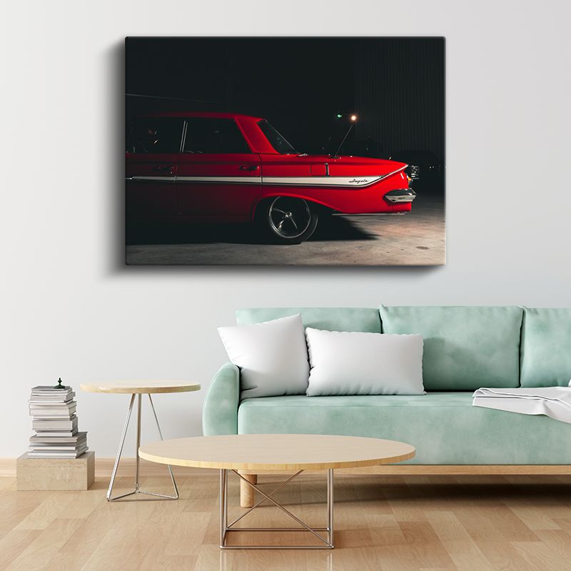 Chevrolet Impala - Kırmızı Klasik Amerikan Arabası Kanvas Tablo
