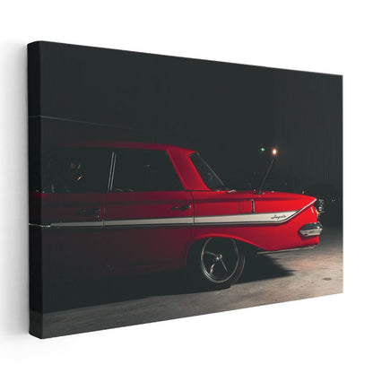 Chevrolet Impala - Kırmızı Klasik Amerikan Arabası Kanvas Tablo