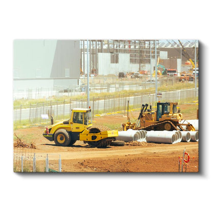 İş Makineleri - İnşaat Sahasında Çalışan Silindirler Kanvas Tablo
