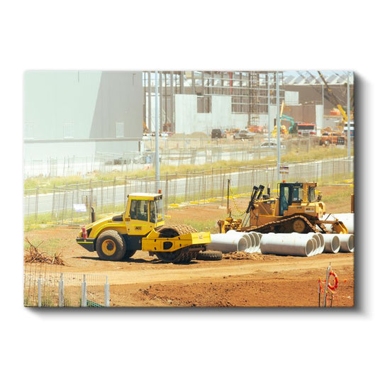 İş Makineleri - İnşaat Sahasında Çalışan Silindirler Kanvas Tablo