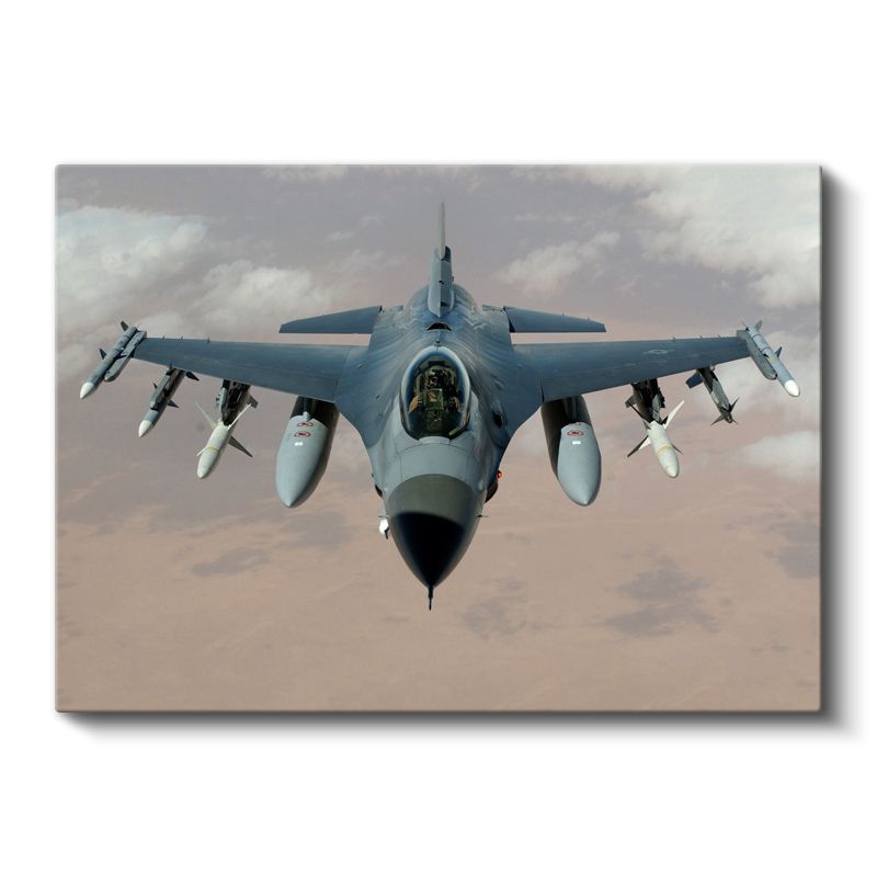 F-16 Savaş Uçağı - Havada Görev Başında Askeri Jet Kanvas Tablo