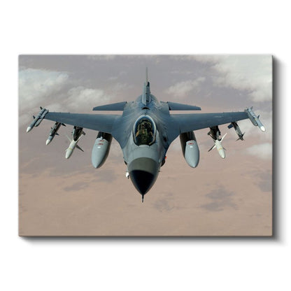 F-16 Savaş Uçağı - Havada Görev Başında Askeri Jet Kanvas Tablo