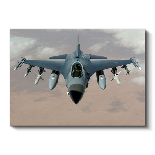 F-16 Savaş Uçağı - Havada Görev Başında Askeri Jet Kanvas Tablo