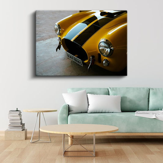 Shelby Cobra - Klasik Sarı Amerikan Spor Araba Kanvas Tablo