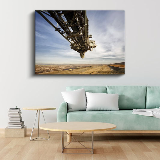 Maden Makinesi - Açık Ocak Madeninde Çalışan Büyük Ekipman Kanvas Tablo