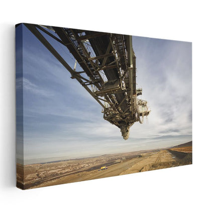 Maden Makinesi - Açık Ocak Madeninde Çalışan Büyük Ekipman Kanvas Tablo