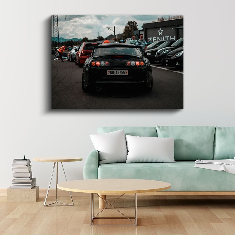 Toyota Supra - Siyah Spor Otomobil Arka Görünüm Kanvas Tablo