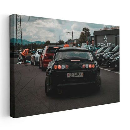 Toyota Supra - Siyah Spor Otomobil Arka Görünüm Kanvas Tablo