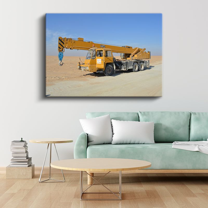 KATO Vinç - İş Makinesi Çöl Manzarası Kanvas Tablo