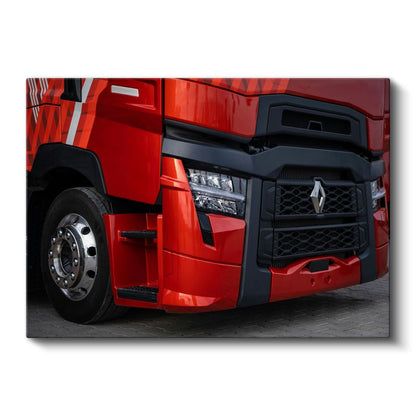 Renault Kamyon - Kırmızı Tır Ön Detay Kanvas Tablo