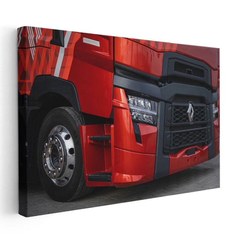 Renault Kamyon - Kırmızı Tır Ön Detay Kanvas Tablo