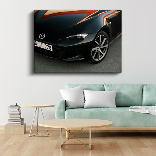 Mazda - Siyah Spor Otomobil Ön Detay Kanvas Tablo