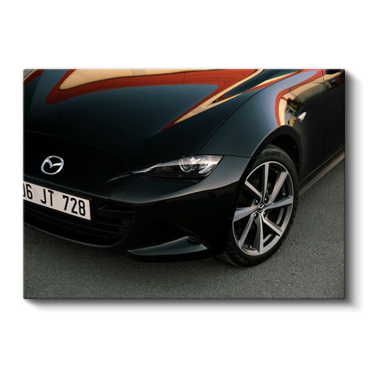 Mazda - Siyah Spor Otomobil Ön Detay Kanvas Tablo