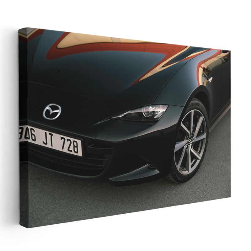 Mazda - Siyah Spor Otomobil Ön Detay Kanvas Tablo