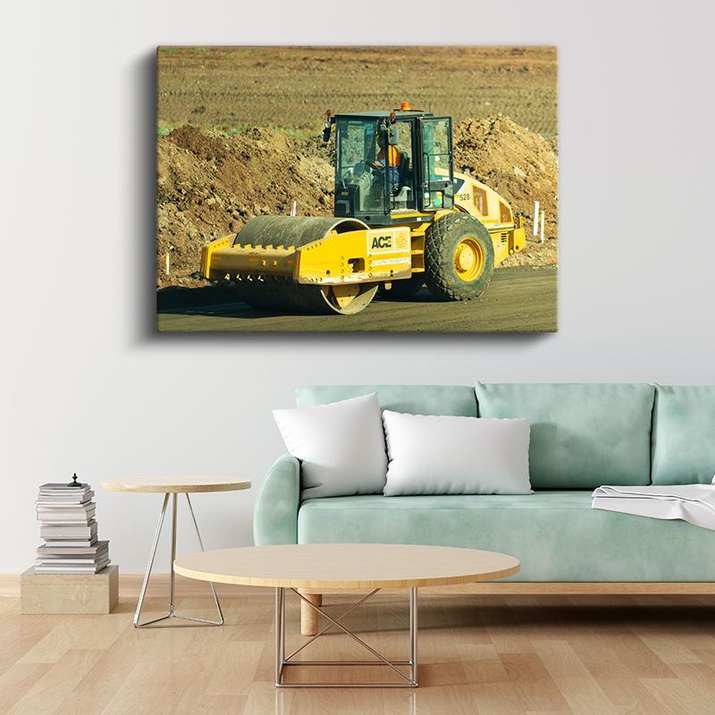 ACE Silindir - Sarı İş Makinesi Yol Yapımı Kanvas Tablo