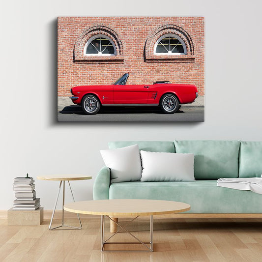 Ford Mustang - Klasik Kırmızı Convertible Kanvas Tablo