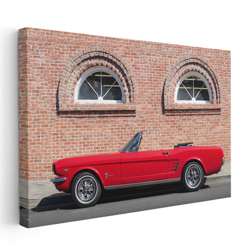 Ford Mustang - Klasik Kırmızı Convertible Kanvas Tablo