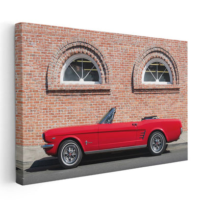 Ford Mustang - Klasik Kırmızı Convertible Kanvas Tablo