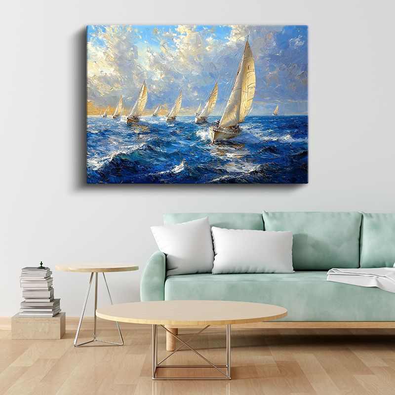 Yelkenli Tekneler - Deniz Yarışı Kanvas Tablo