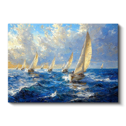 Yelkenli Tekneler - Deniz Yarışı Kanvas Tablo