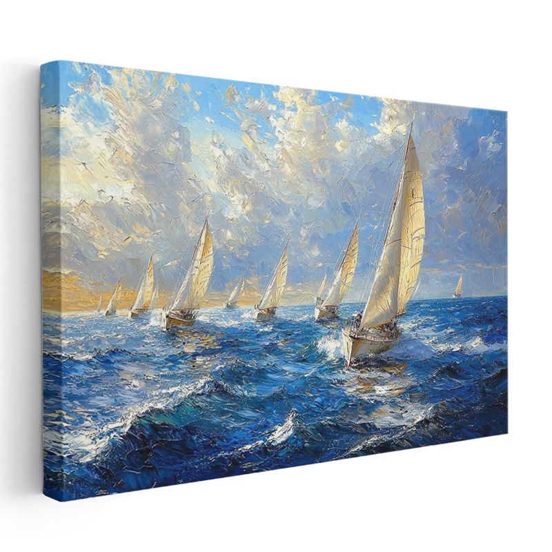 Yelkenli Tekneler - Deniz Yarışı Kanvas Tablo