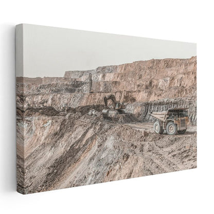 Maden Kamyonu ve İş Makinesi - Endüstriyel Taşıt Manzarası Kanvas Tablo