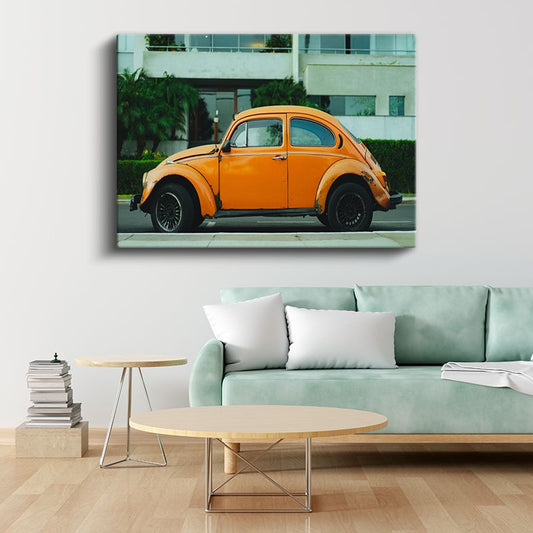 Volkswagen Beetle - Turuncu Klasik Vosvos Kanvas Tablo