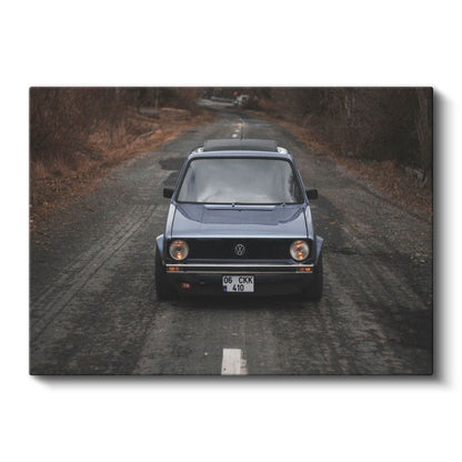 Volkswagen Golf - Sonbahar Yolunda Klasik Hatchback Kanvas Tablo