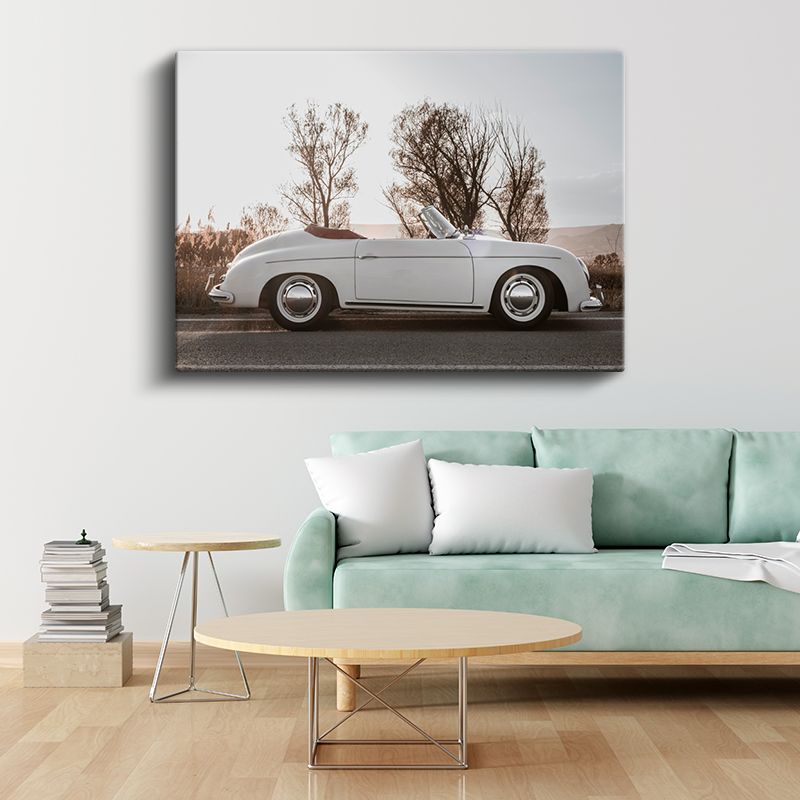Porsche 356 Speedster - Beyaz Klasik Cabriolet Kanvas Tablo