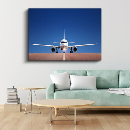 Yolcu Uçağı - Pist Üzerinde Kalkışa Hazır Kanvas Tablo