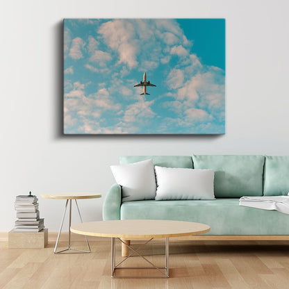Yolcu Uçağı - Bulutlar Arasında Seyahat Kanvas Tablo