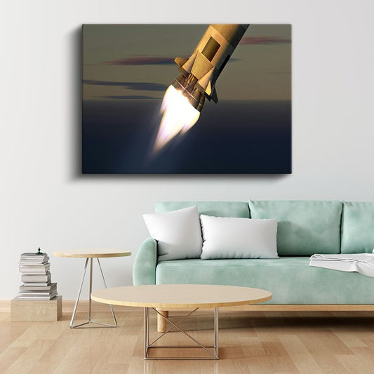 Roket Fırlatma - Yüksek Hızda İtki Anı Kanvas Tablo