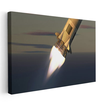 Roket Fırlatma - Yüksek Hızda İtki Anı Kanvas Tablo