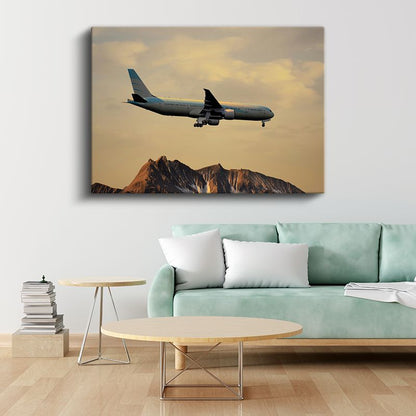 Boeing 777 - Dağlar Üzerinde Uçuş Kanvas Tablo