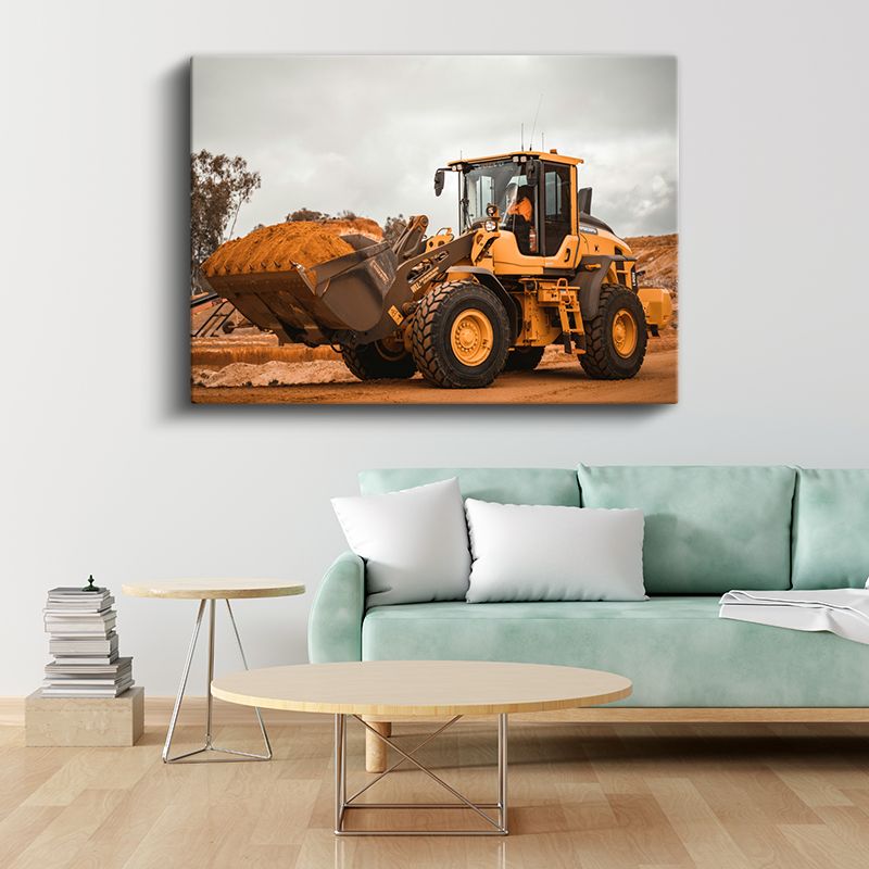 Volvo Kepçe - İnşaat Sahasında İş Makinesi Kanvas Tablo