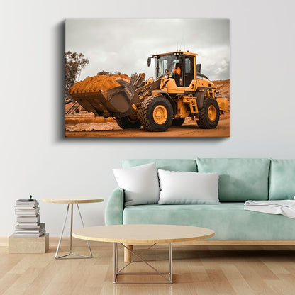 Volvo Kepçe - İnşaat Sahasında İş Makinesi Kanvas Tablo