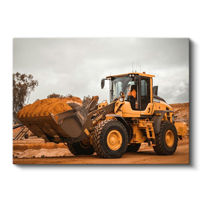 Volvo Kepçe - İnşaat Sahasında İş Makinesi Kanvas Tablo