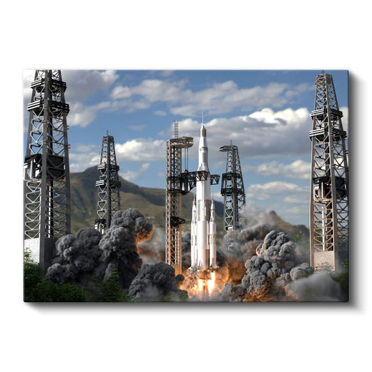 Uzay Roketi - Fırlatma Anında Kalkış Kanvas Tablo
