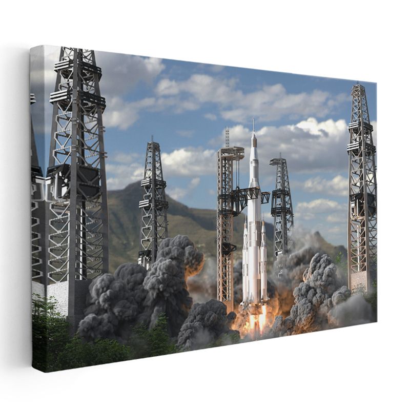 Uzay Roketi - Fırlatma Anında Kalkış Kanvas Tablo