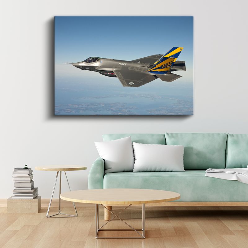 F-35 Savaş Uçağı - Gökyüzünde NAVY Jetfighter Kanvas Tablo