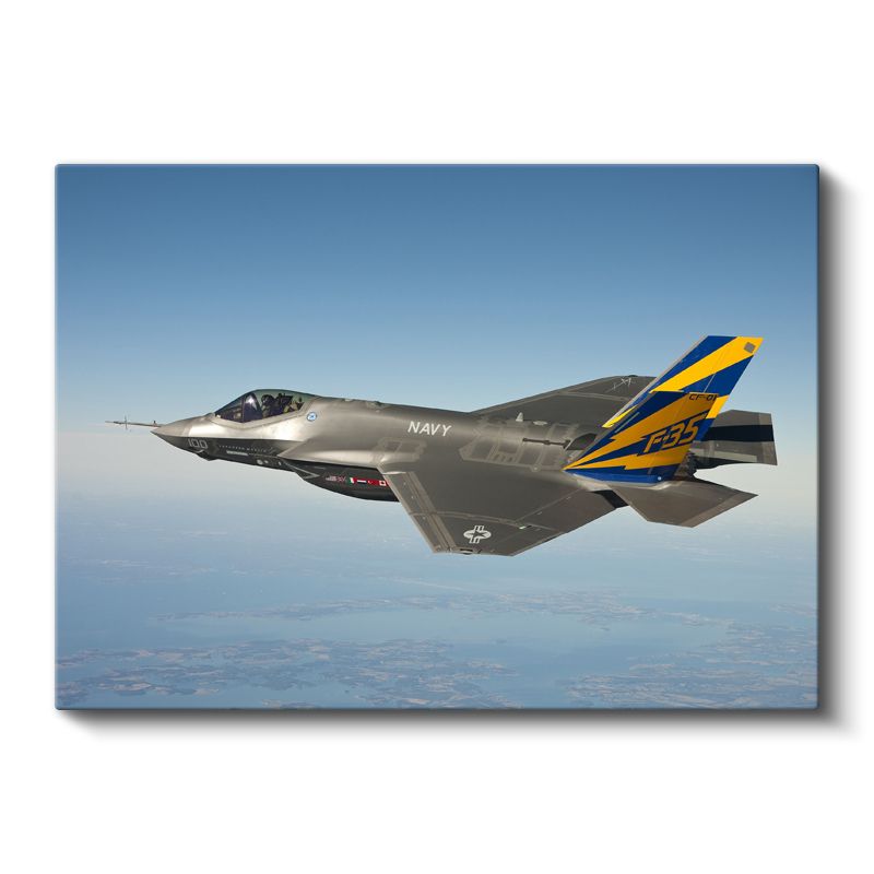 F-35 Savaş Uçağı - Gökyüzünde NAVY Jetfighter Kanvas Tablo