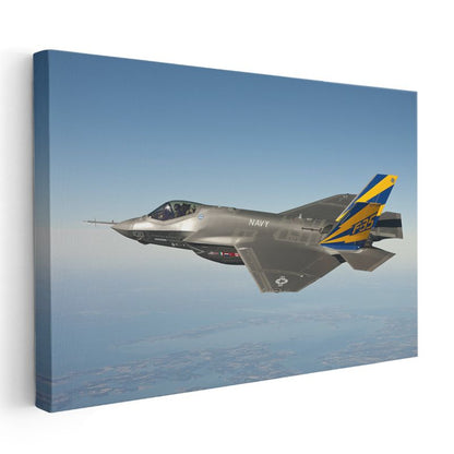 F-35 Savaş Uçağı - Gökyüzünde NAVY Jetfighter Kanvas Tablo