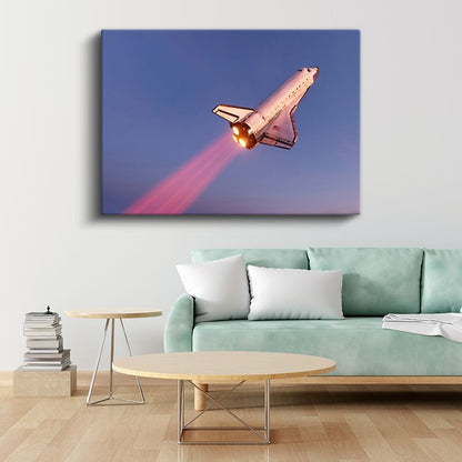 Space Shuttle - Gökyüzünde Yükselen Uzay Mekiği Kanvas Tablo