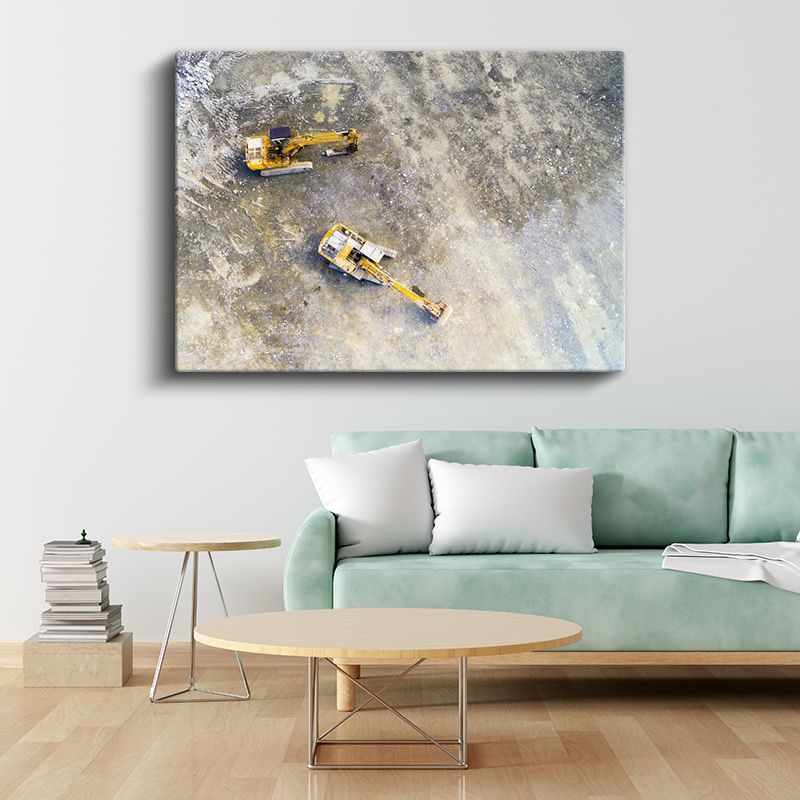 İş Makineleri - Havadan Görünüm İnşaat Ekipmanları Kanvas Tablo